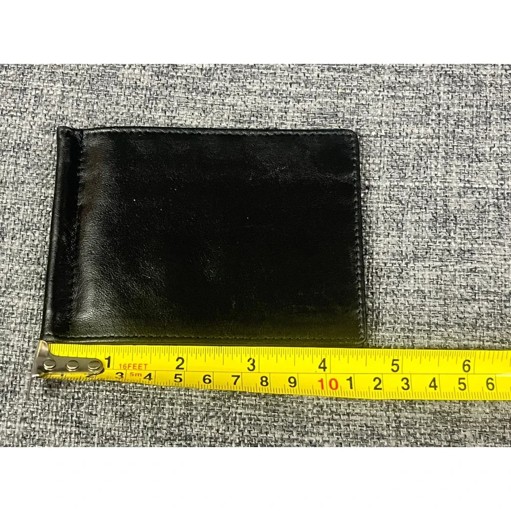 Lodis Black Leather Bifold Money Clip Wallet Made in Spain 6 Card Slots Slim